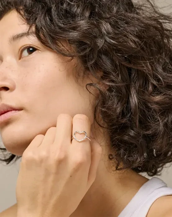 Organic Heart Ring - Sølvfarvet